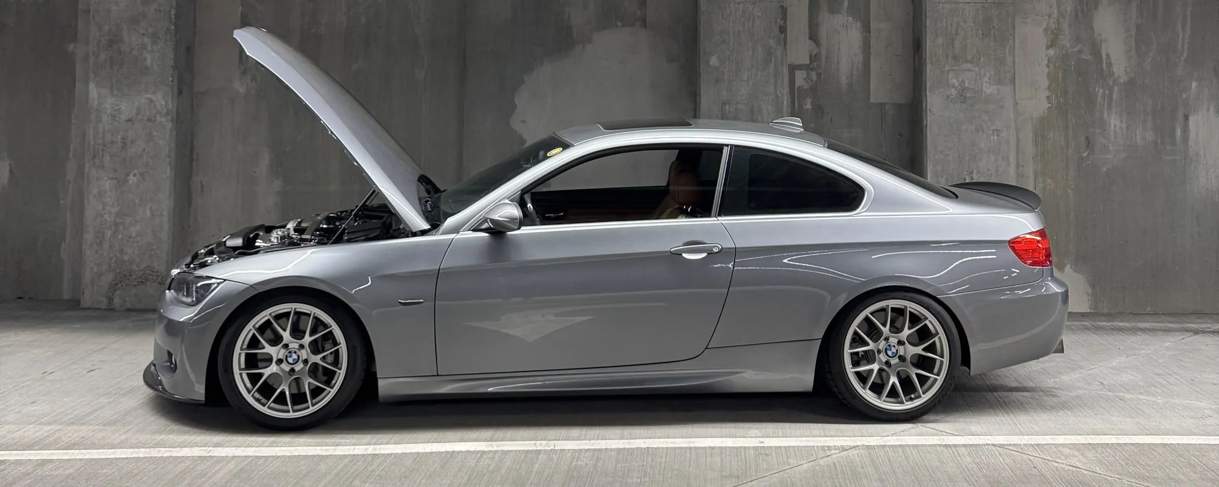 BMW E92 335i side profile after performance work at PDXEuroWerks in Portland, Oregon